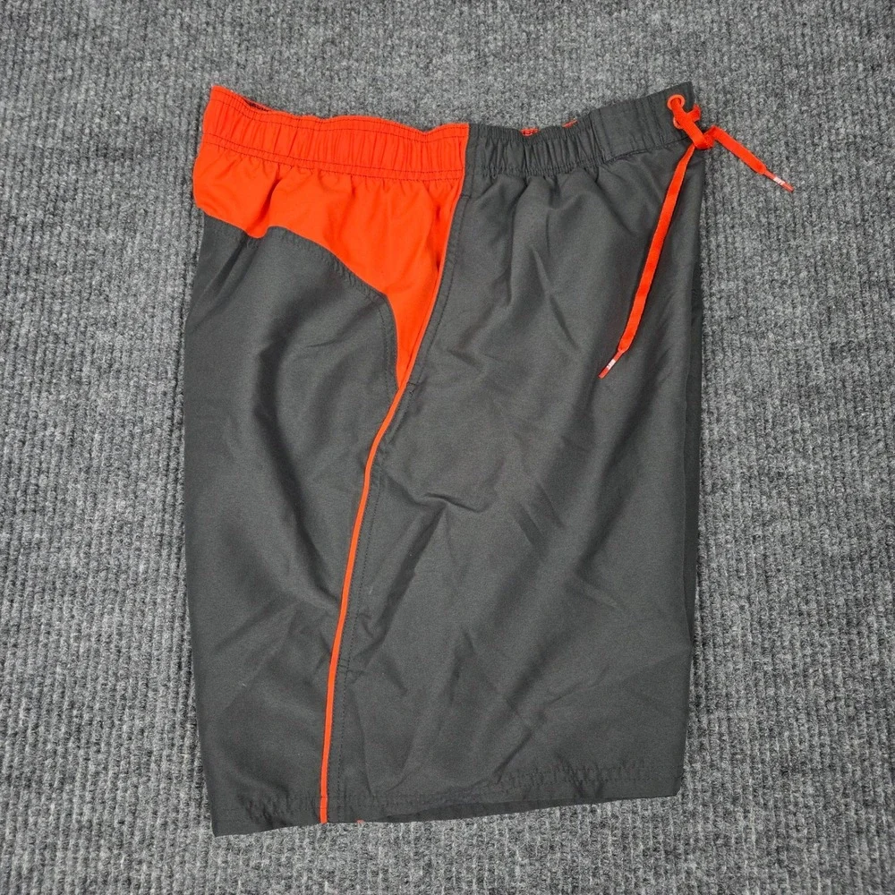 Nike Mens Swim Trunks Grey Orange Board Shorts Mesh Lined Medium RN37966